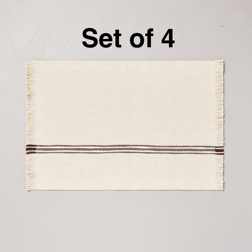 Hearth & Hand - Set of 4 Placemats Textured Fringed NWT